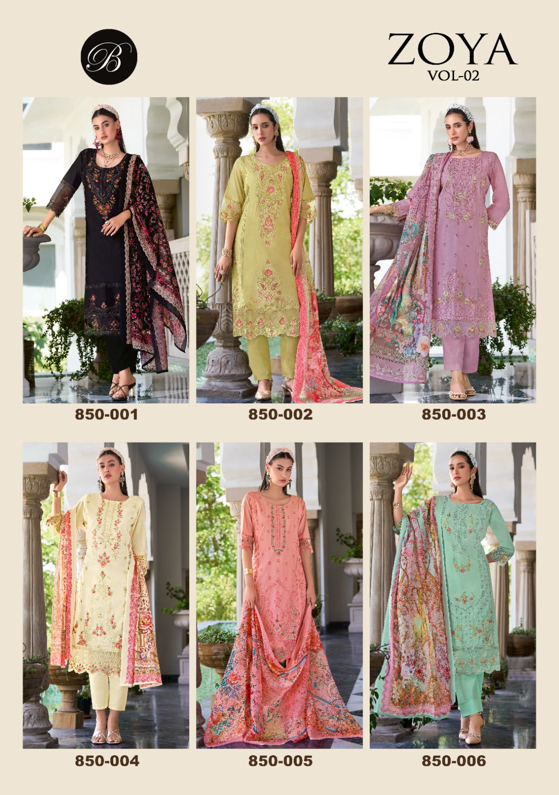 Zoya Vol 2 Belliza Designer Studio Cotton Lawn Karachi Salwar Suits Supplier Gujarat