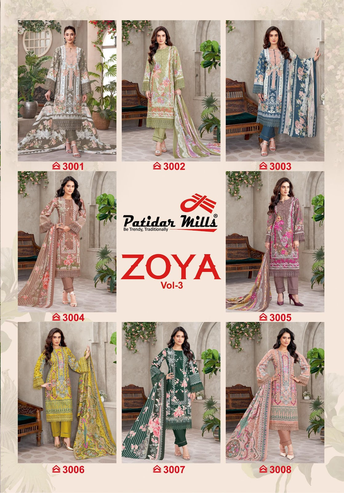 Zoya Vol 3 Patidar Mills Cotton Karachi Salwar Suits Exporter