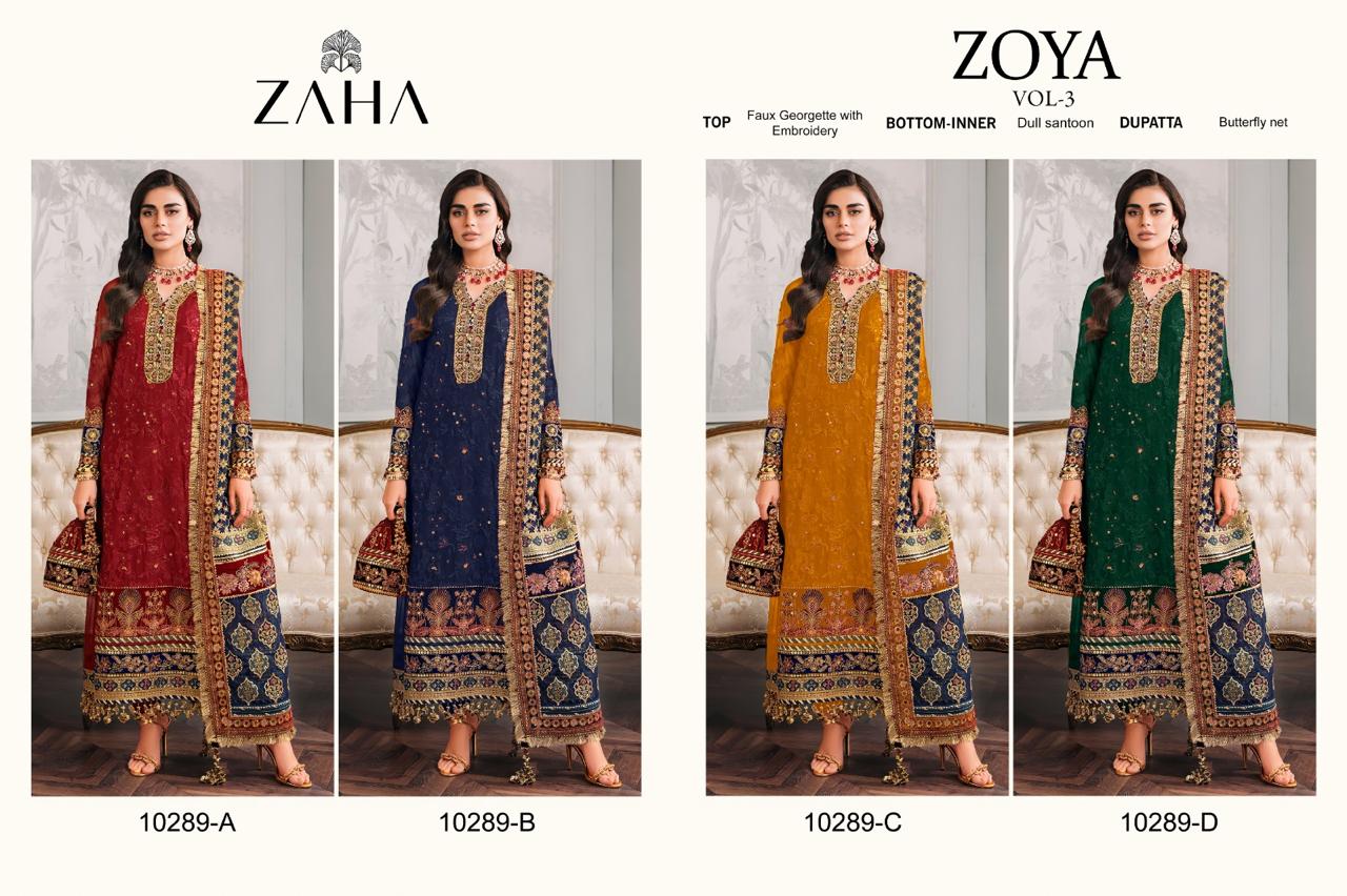 Zoya Vol 3 Zaha Georgette Pakistani Salwar Suits Wholesaler