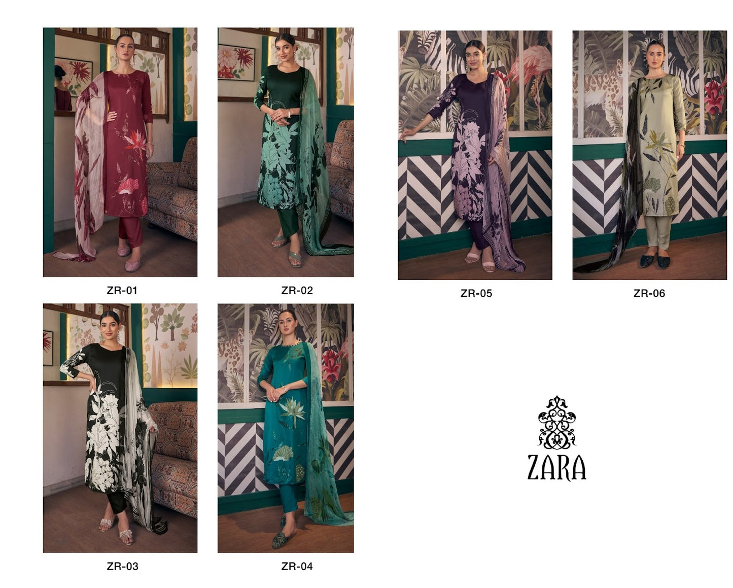Zr 01-06 Zara Jaam Satin Pant Style Suits
