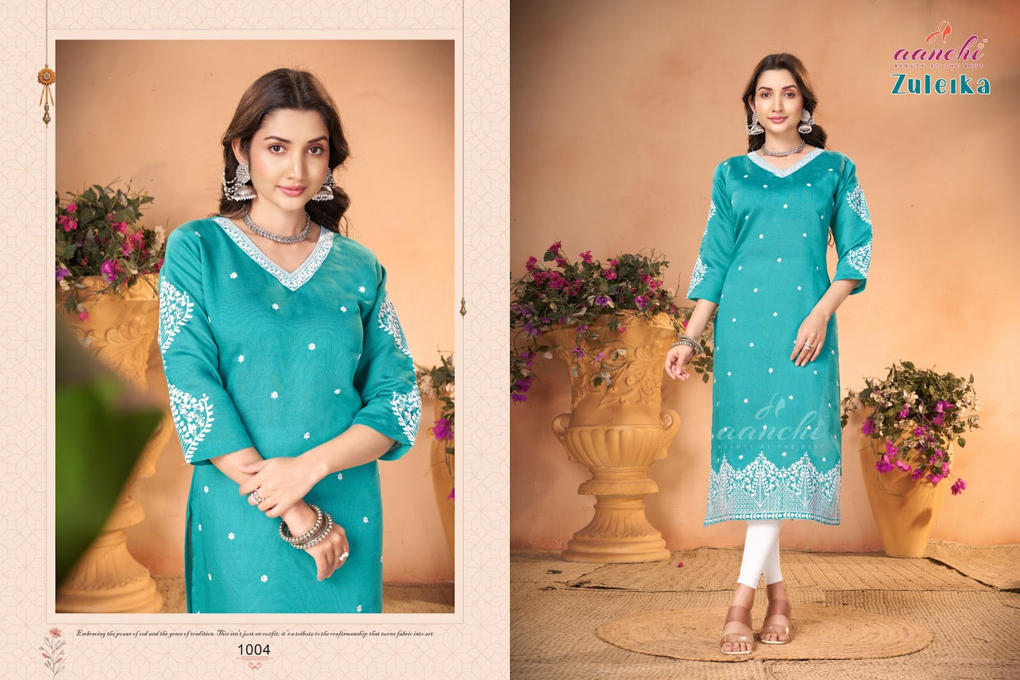 Zuleika Aanchi Vatican Long Straight Kurti Wholesaler Ahmedabad