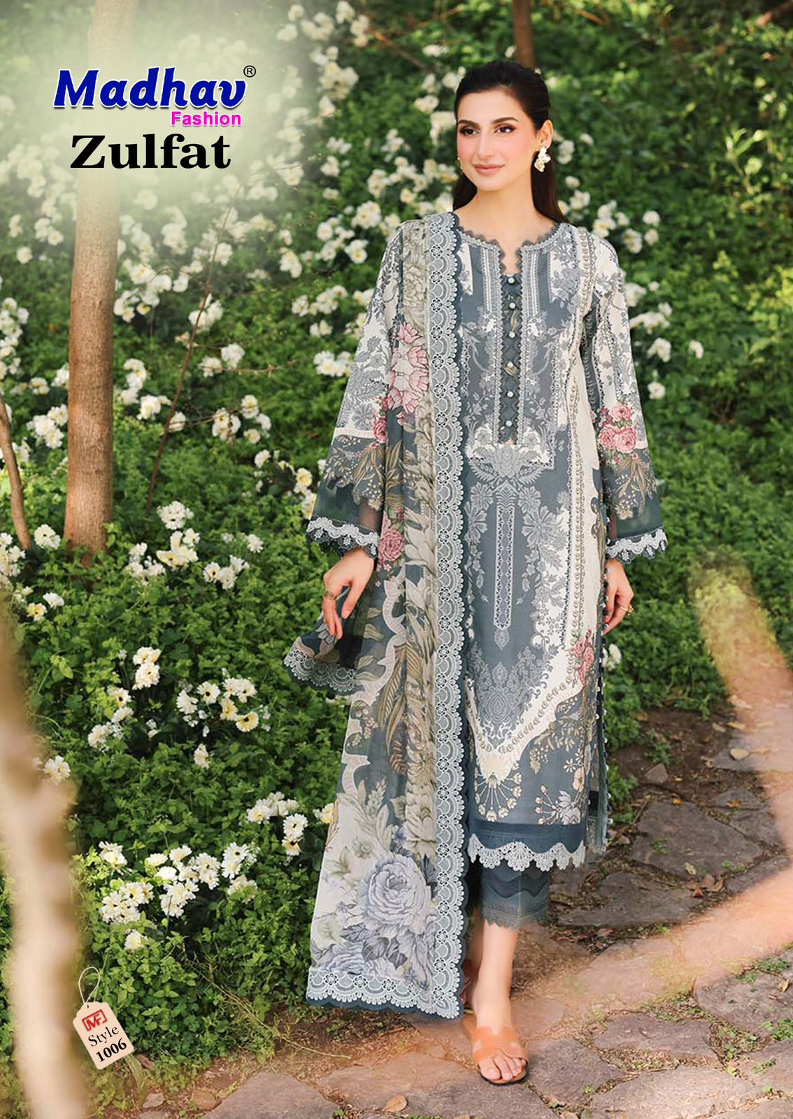 Zulfat Vol 1 Madhav Fashion Lawn Cotton Karachi Readymade Suits Manufacturer Ahmedabad