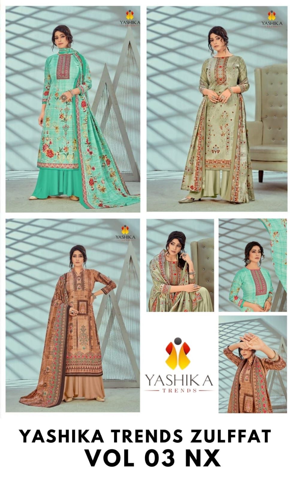 Zulfat Vol 3 Nx Yashika Trends Cambric Lawn Karachi Readymade Suits Supplier Ahmedabad