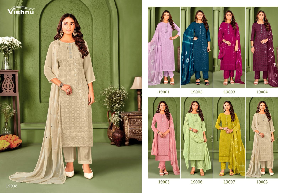 Zulfat Vol 6 Vishnu Impex Georgette Pant Style Suits Supplier Gujarat