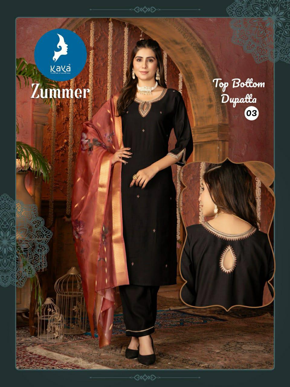 Zummer Kaya Vetican Silk Readymade Pant Style Suits Manufacturer