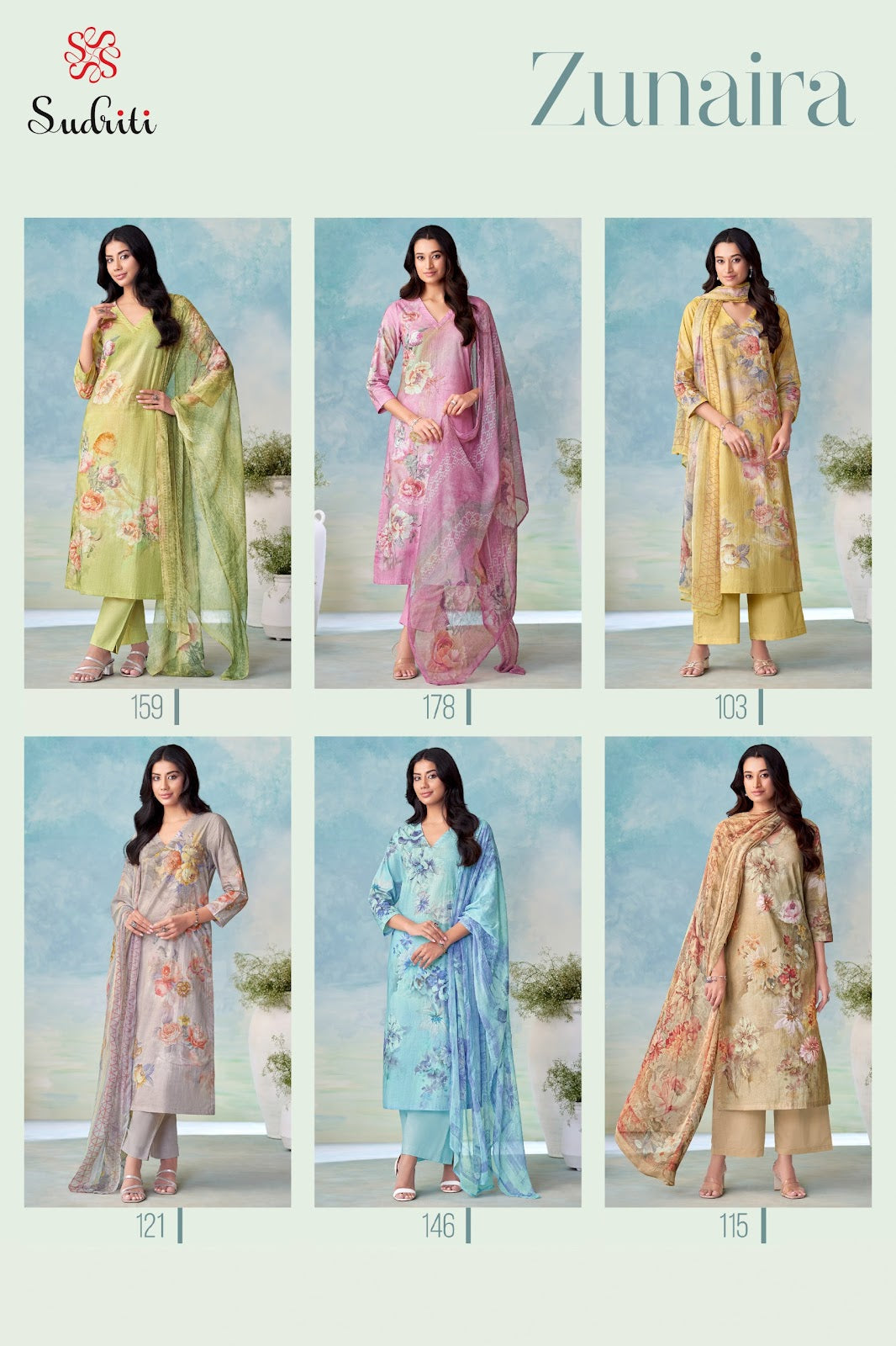 Zunaira Sudriti Sahiba Pure Cotton Pant Style Suits Wholesale
