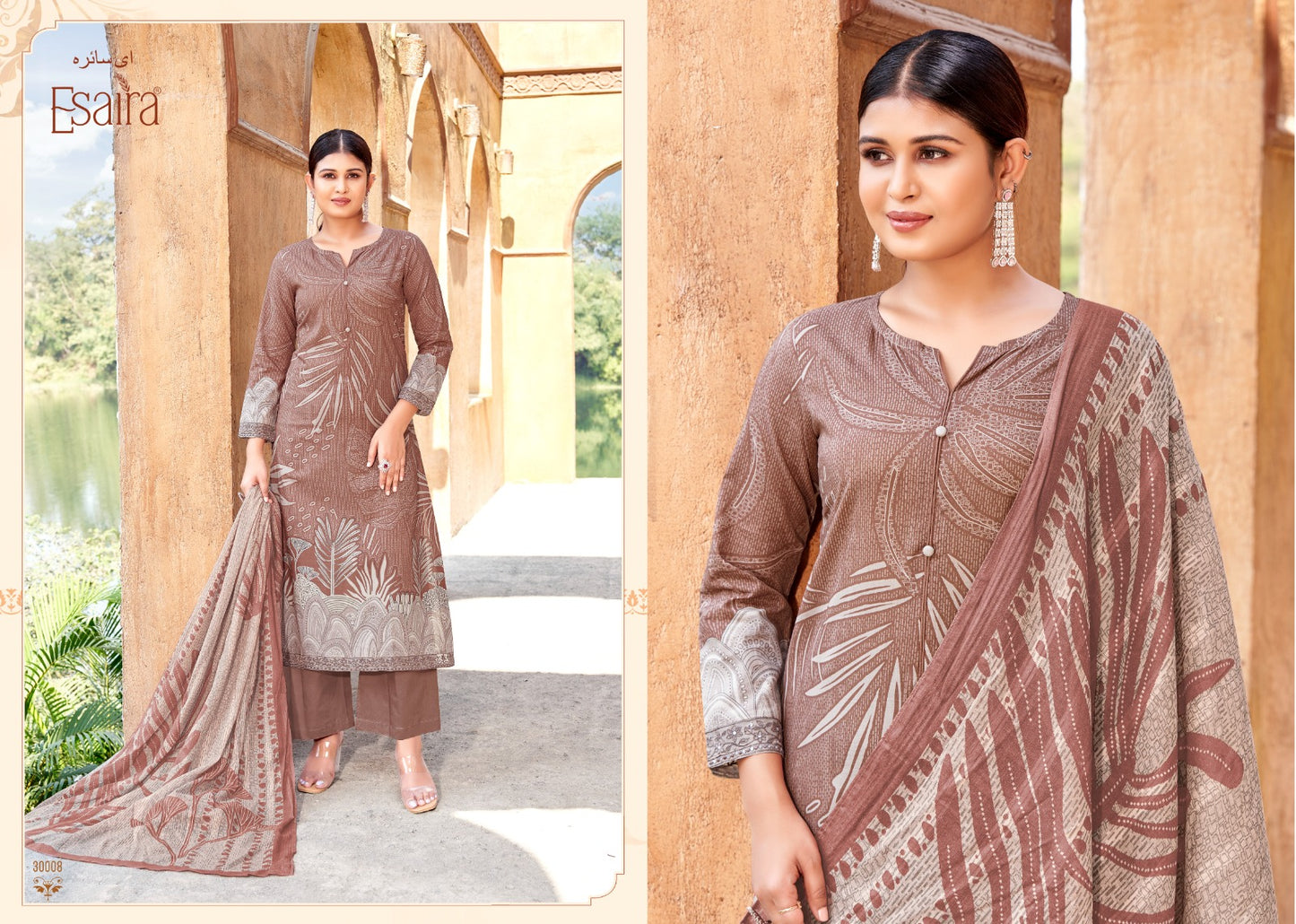 Zyran Esta Esaira Cotton Cambric Pant Style Suits Wholesaler India