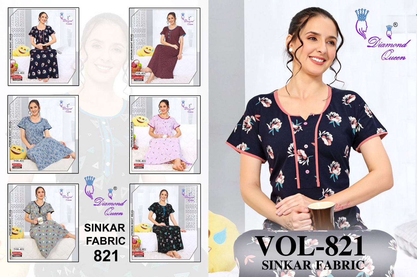 821 Diamond Queen Sinker Night Gowns Supplier Ahmedabad