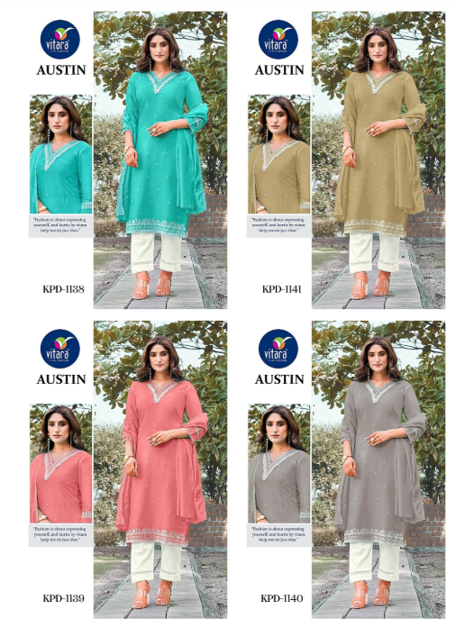 Austin Vitara Heavy Reyon Readymade Pant Style Suits Wholesaler Ahmedabad