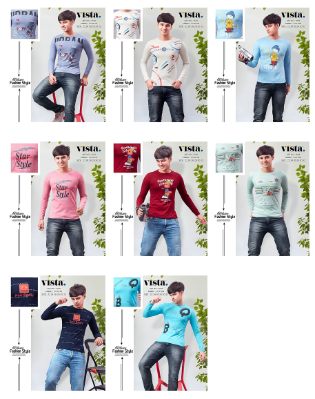 Full Sleeves Art No 2109 Vista Cotton Boys Tshirt Exporter Gujarat