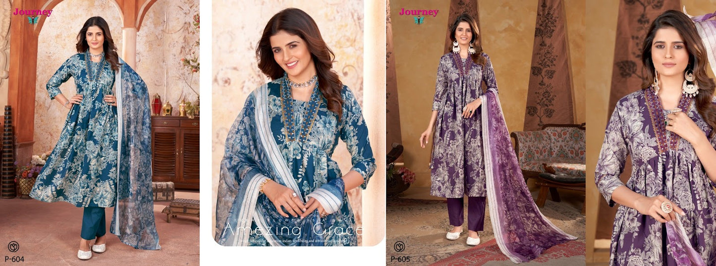 P 604-605 Journey Design Cotton Readymade Pant Style Suits