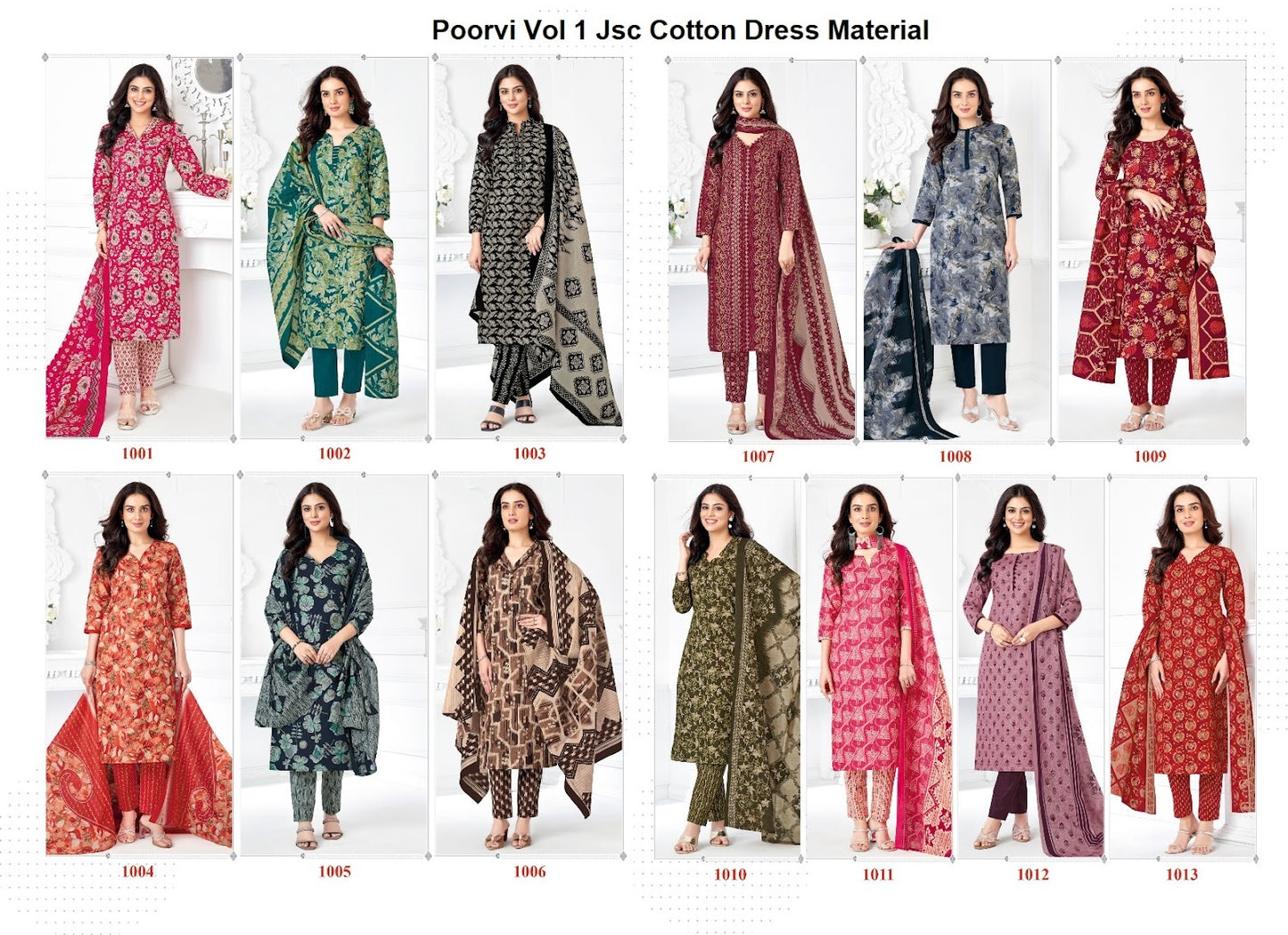 Poorvi Vol 1 Jsc Cotton Dress Material Wholesaler Gujarat