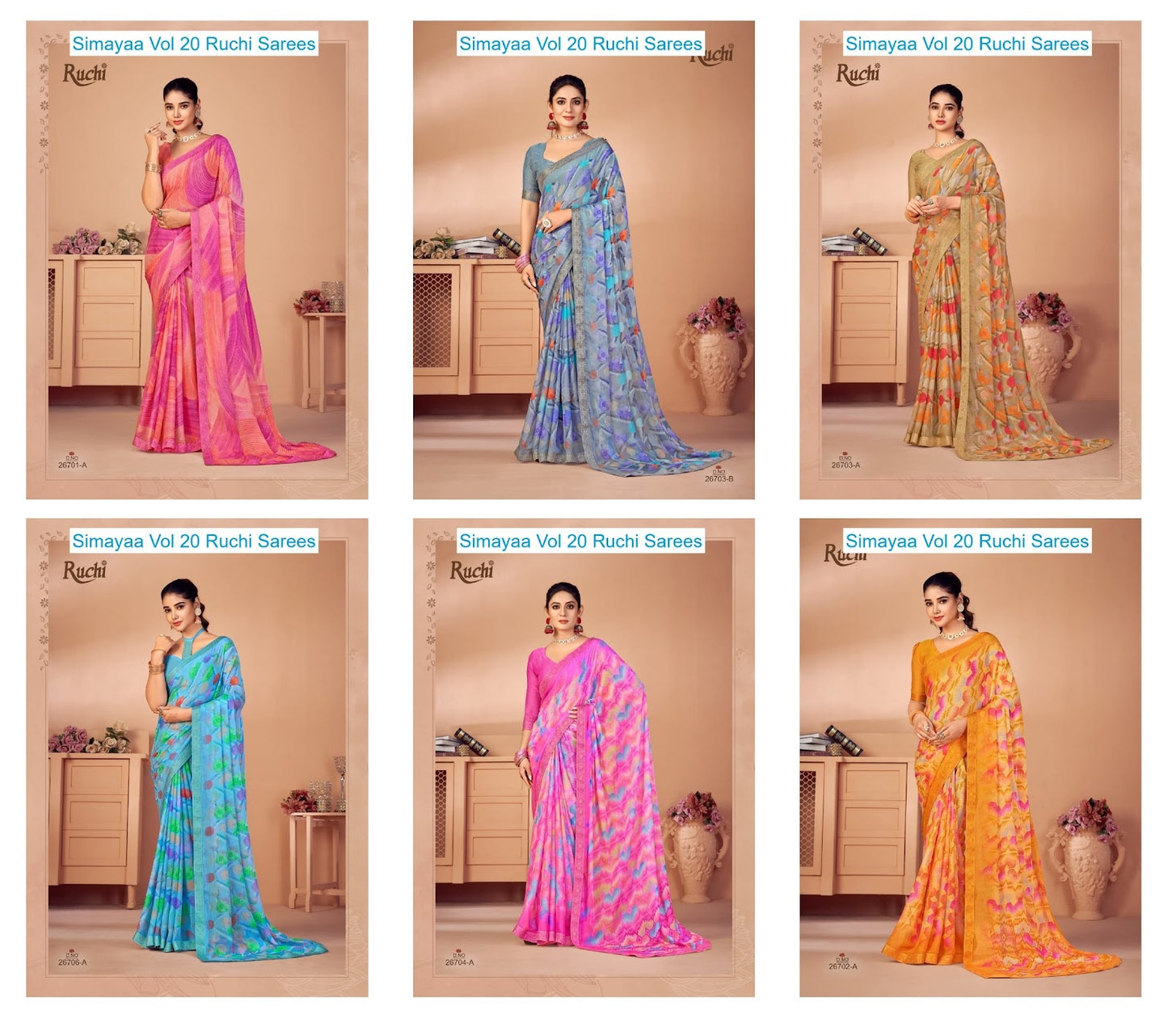 Simayaa Vol 20 Ruchi Chiffon Sarees Supplier