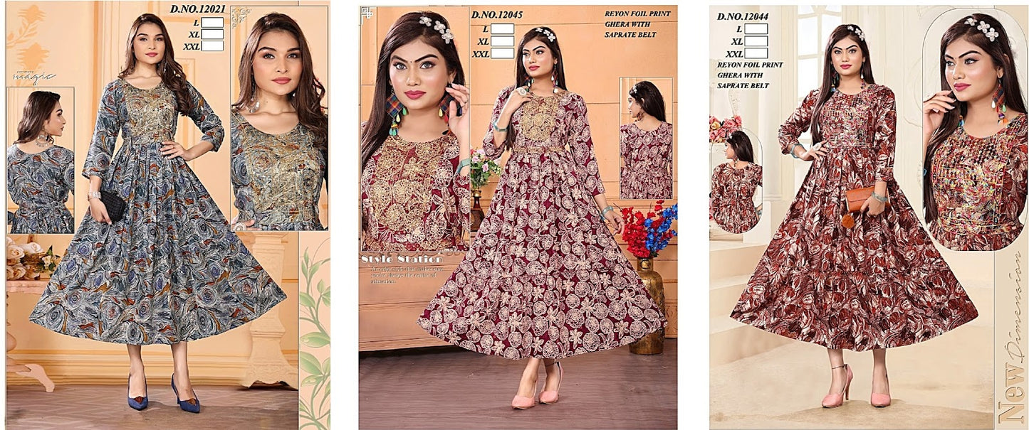 1202344 Kh Rayon Anarkali Kurtis