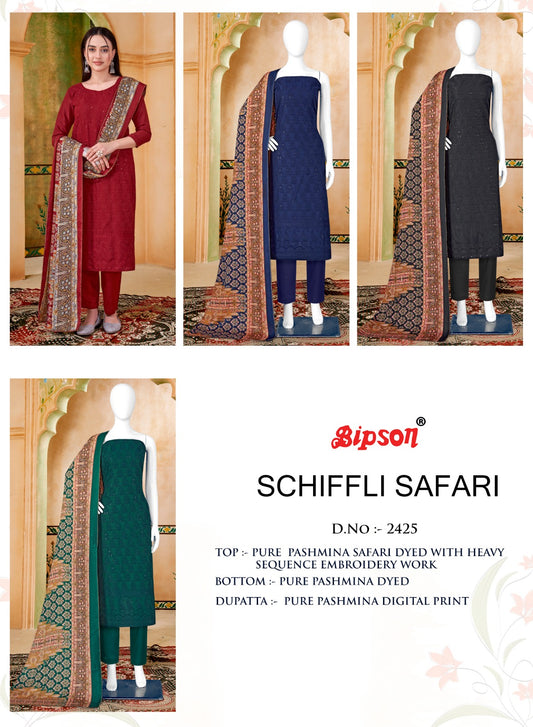 Schiffli Safari-2425 Bipson Prints Pashmina Suits