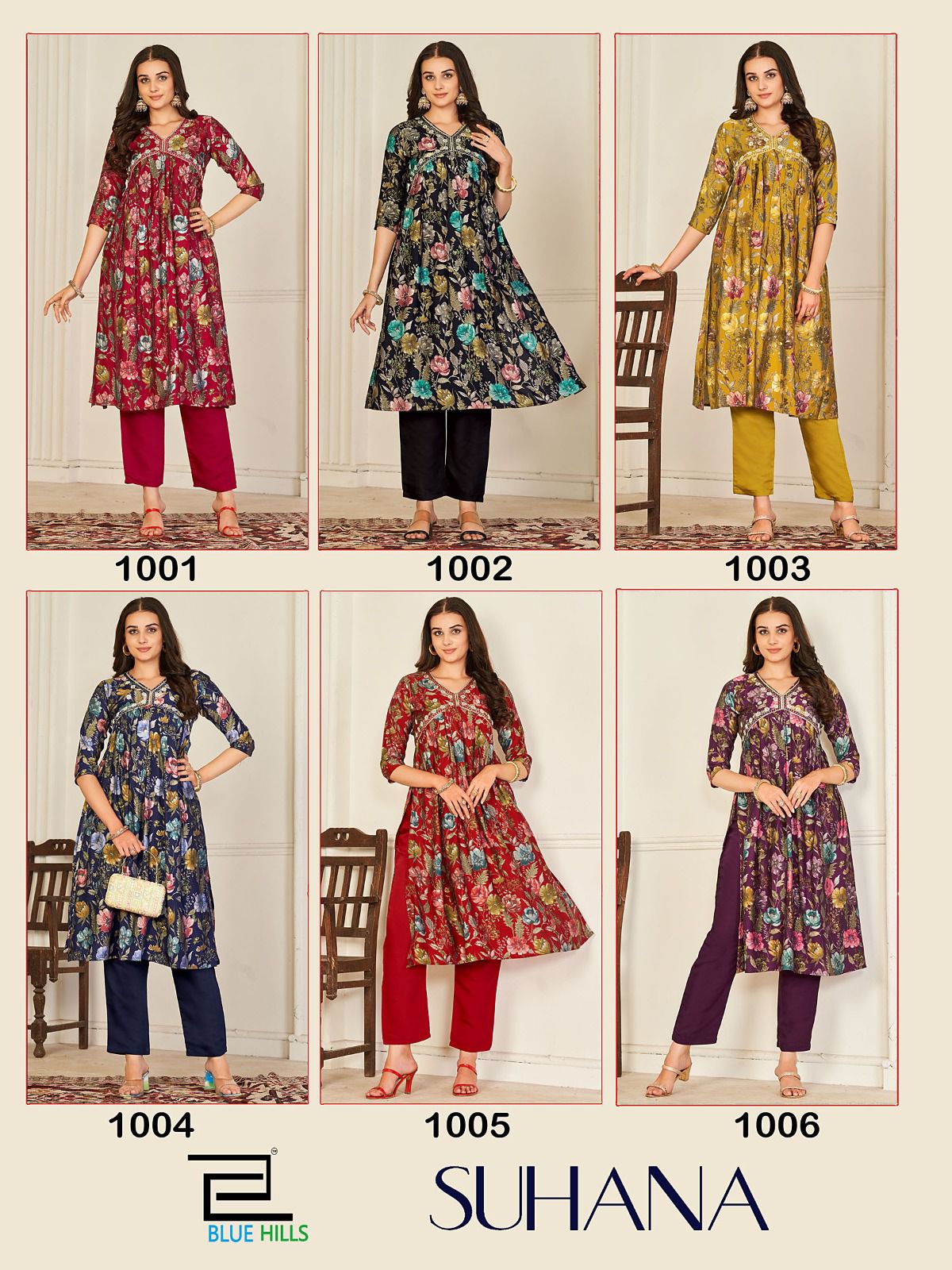 Suhana Blue Hills Modal Chanderi Kurti Pant Set