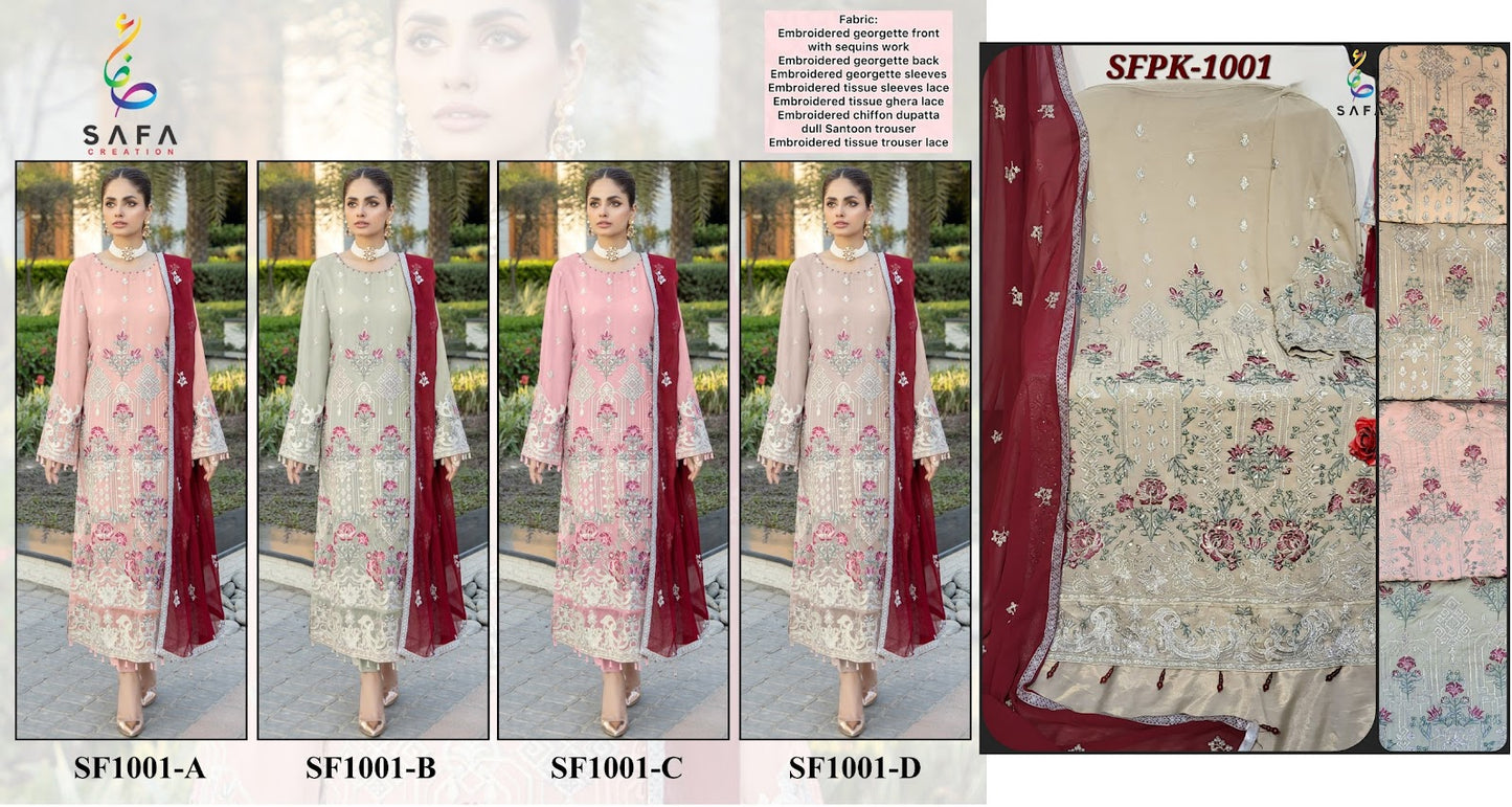 1001 Safa Creation Georgette Pakistani Salwar Suits