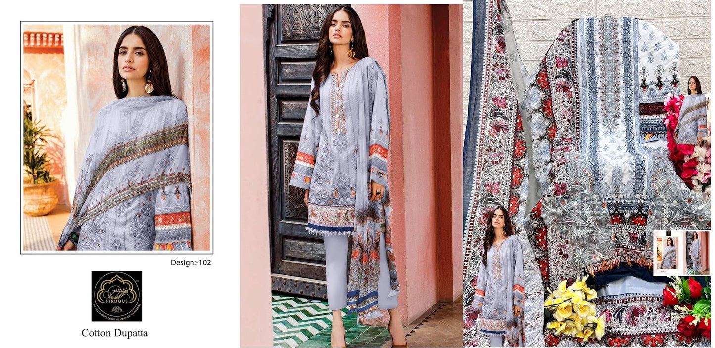 101-102 Firdous Art Cotton Pakistani Patch Work Suits