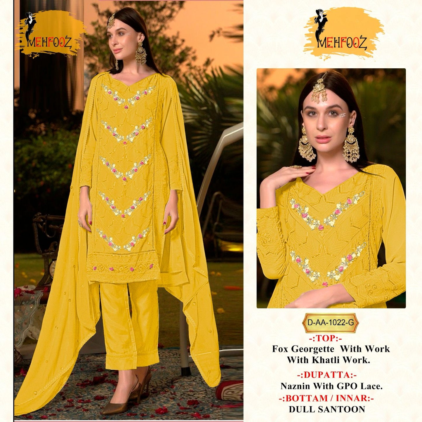 1022 Mehfooz Fox Georgette Pakistani Salwar Suits