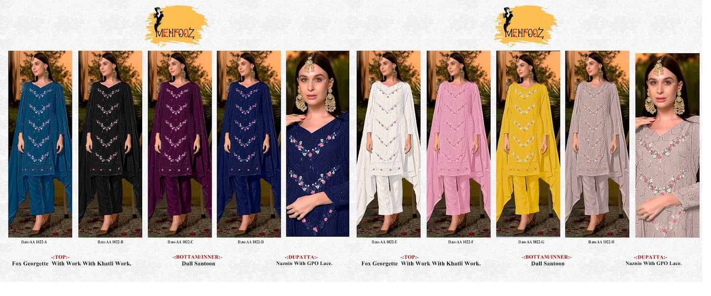 1022 Mehfooz Fox Georgette Pakistani Salwar Suits