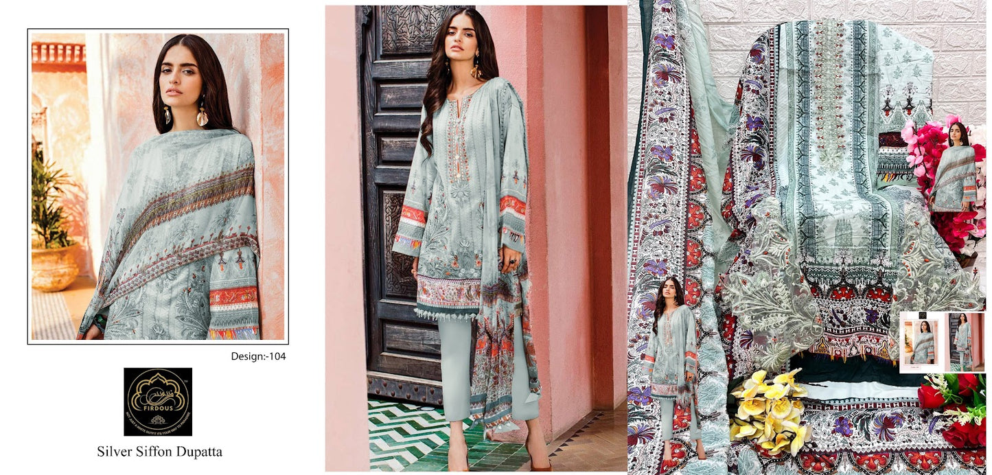 103-104 Firdous Art Cotton Pakistani Patch Work Suits