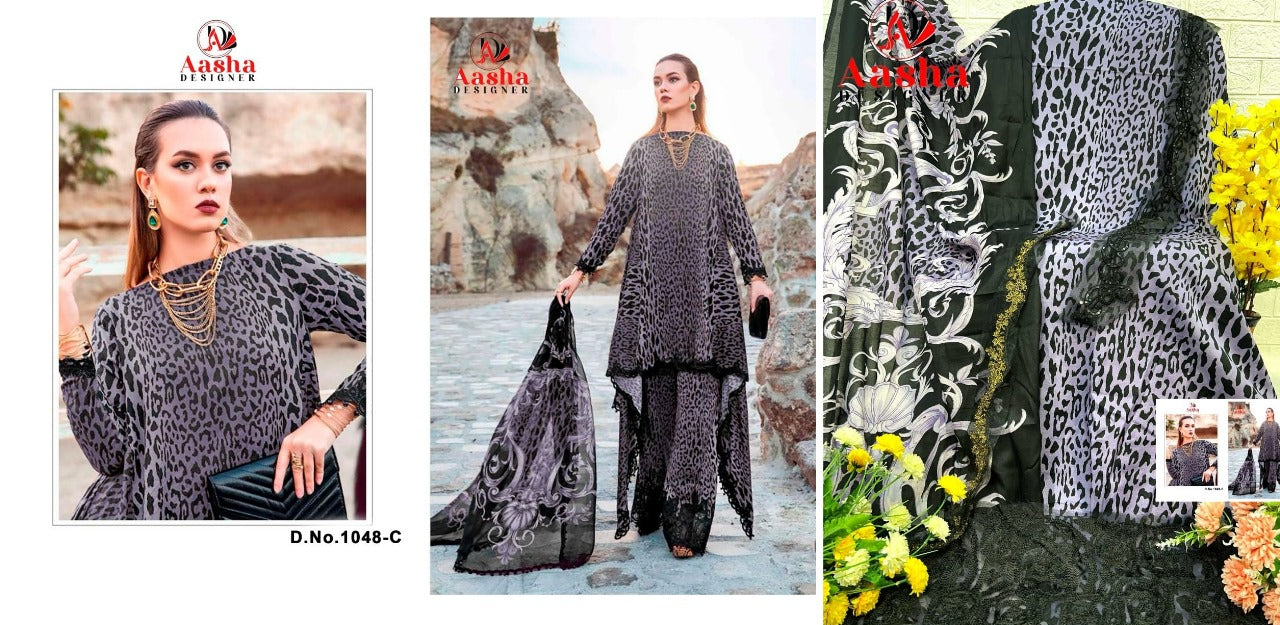 1048 Aasha Designer Cotton Pakistani Patch Work Suits