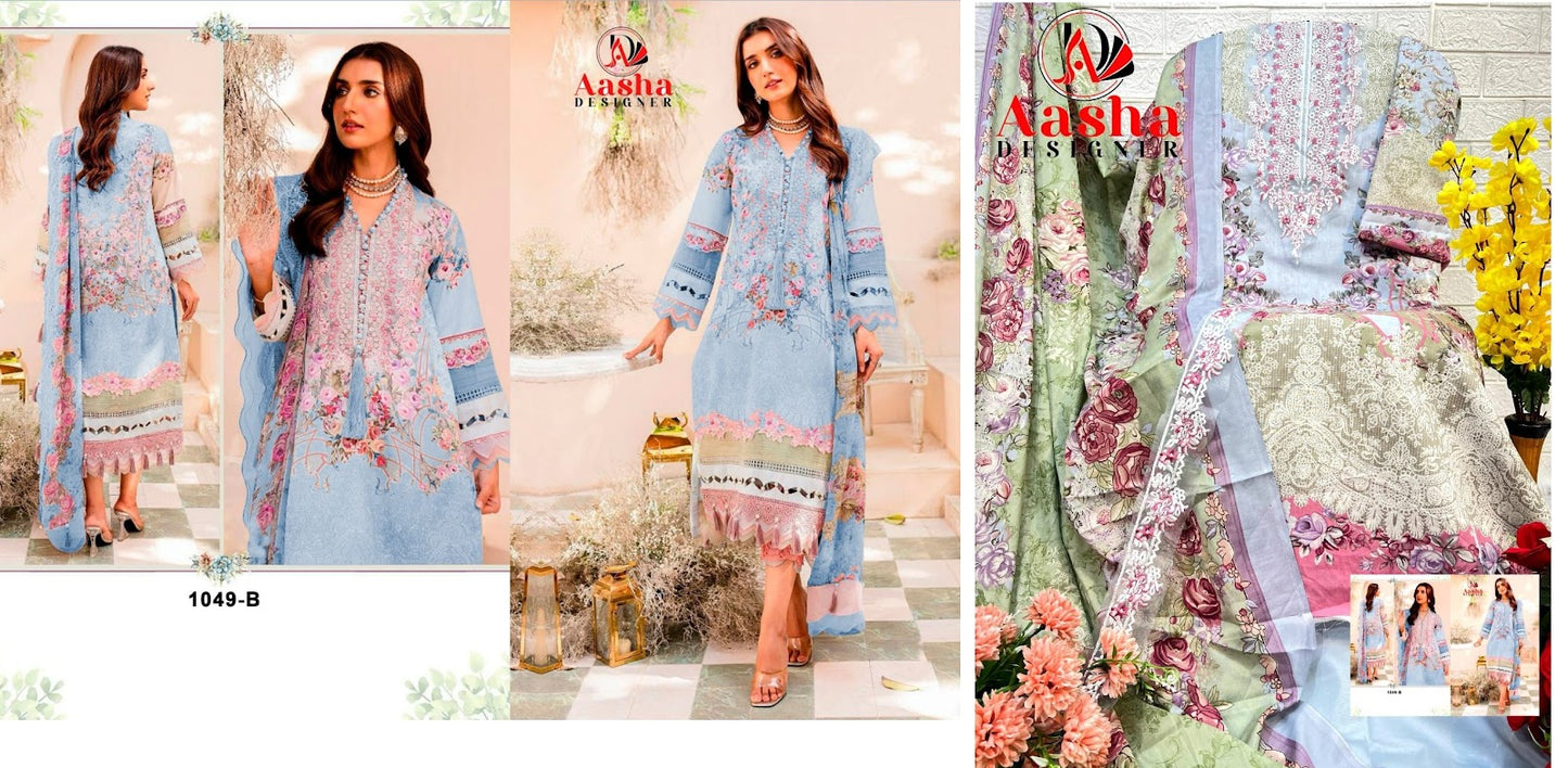 1049 Aasha Designer Cotton Pakistani Patch Work Suits