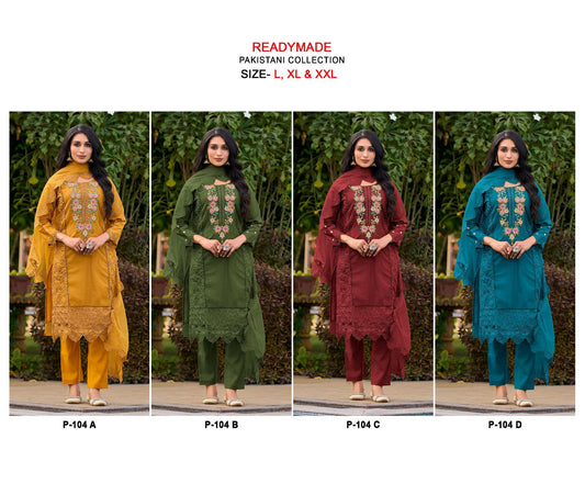 104 Ajraa Organza Pakistani Readymade Suits