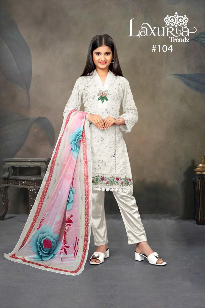 104 Laxuria Trendz Georgette Girls Readymade Pant Suits
