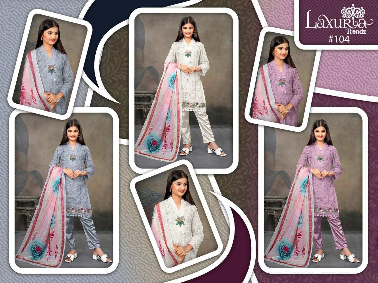 104 Laxuria Trendz Georgette Girls Readymade Pant Suits