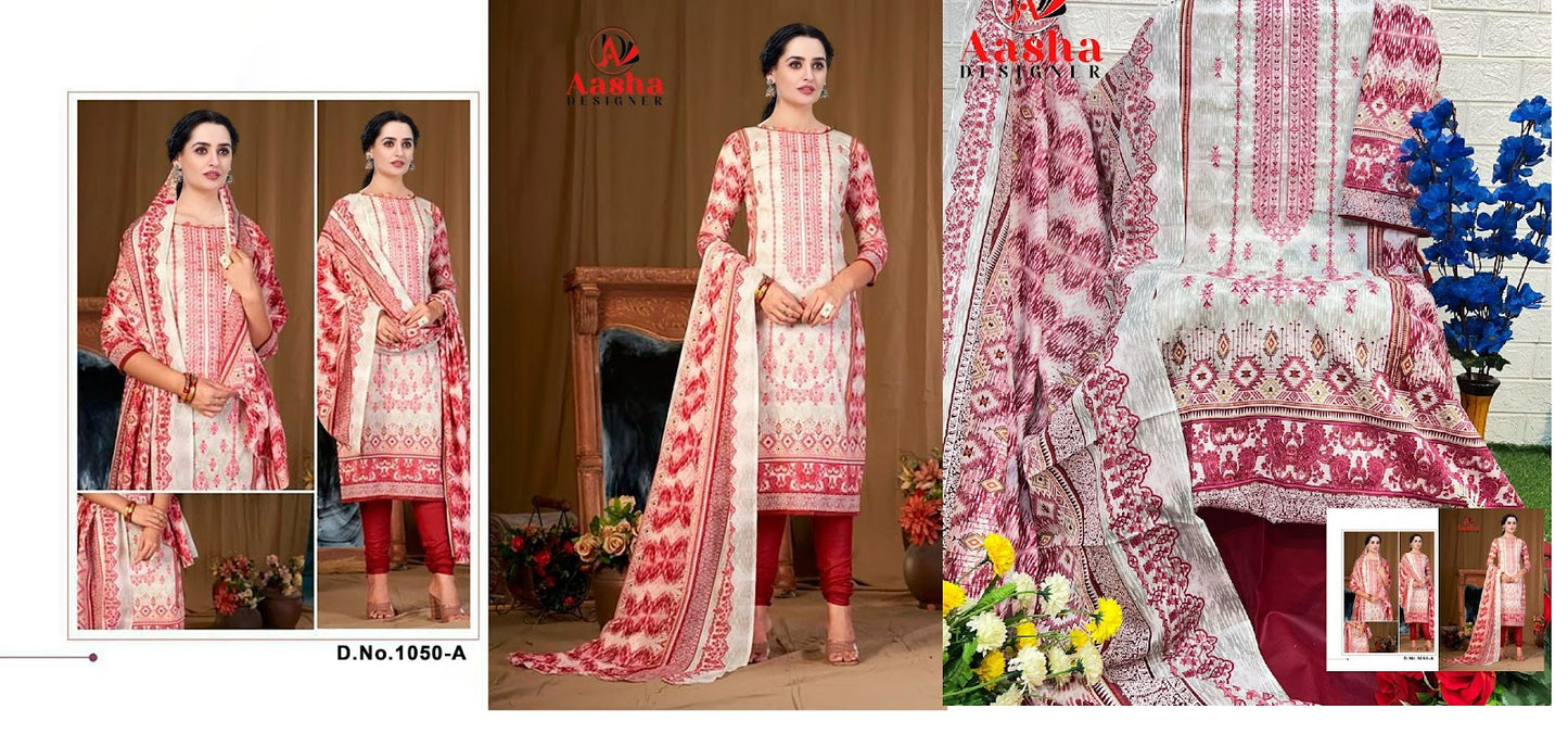 1050 Aasha Designer Cotton Pakistani Salwar Suits