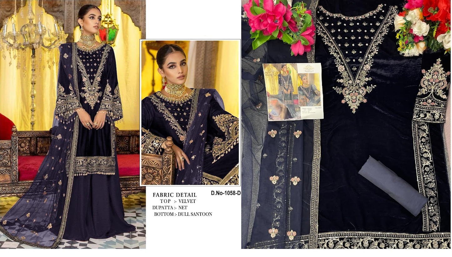 1058 Safa Creation Velvet Suits