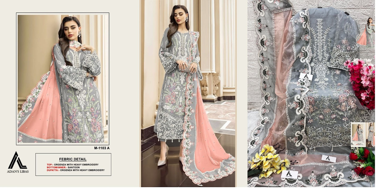 1103 Adans Libas Organza Pakistani Salwar Suits