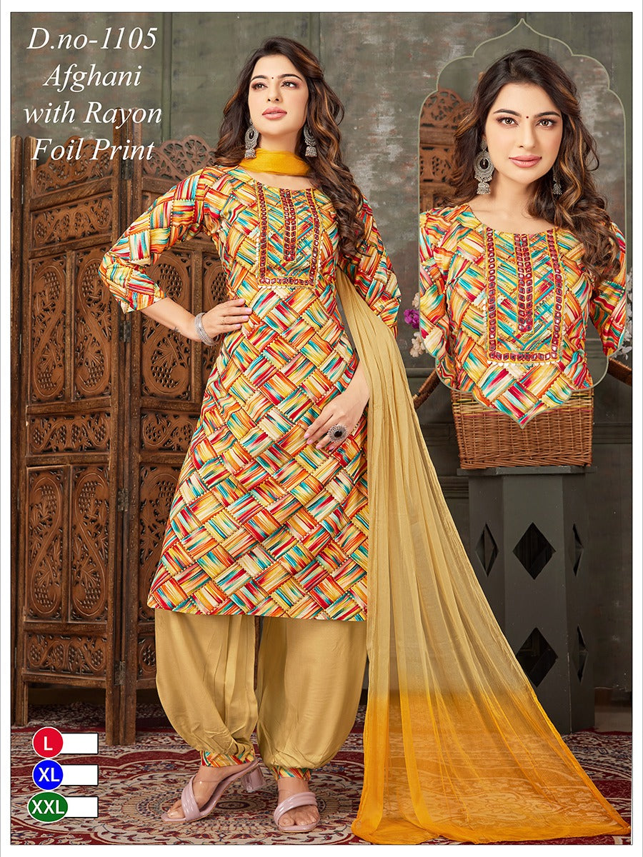 1104-1105 Khushi Rayon Afghani Readymade Suit