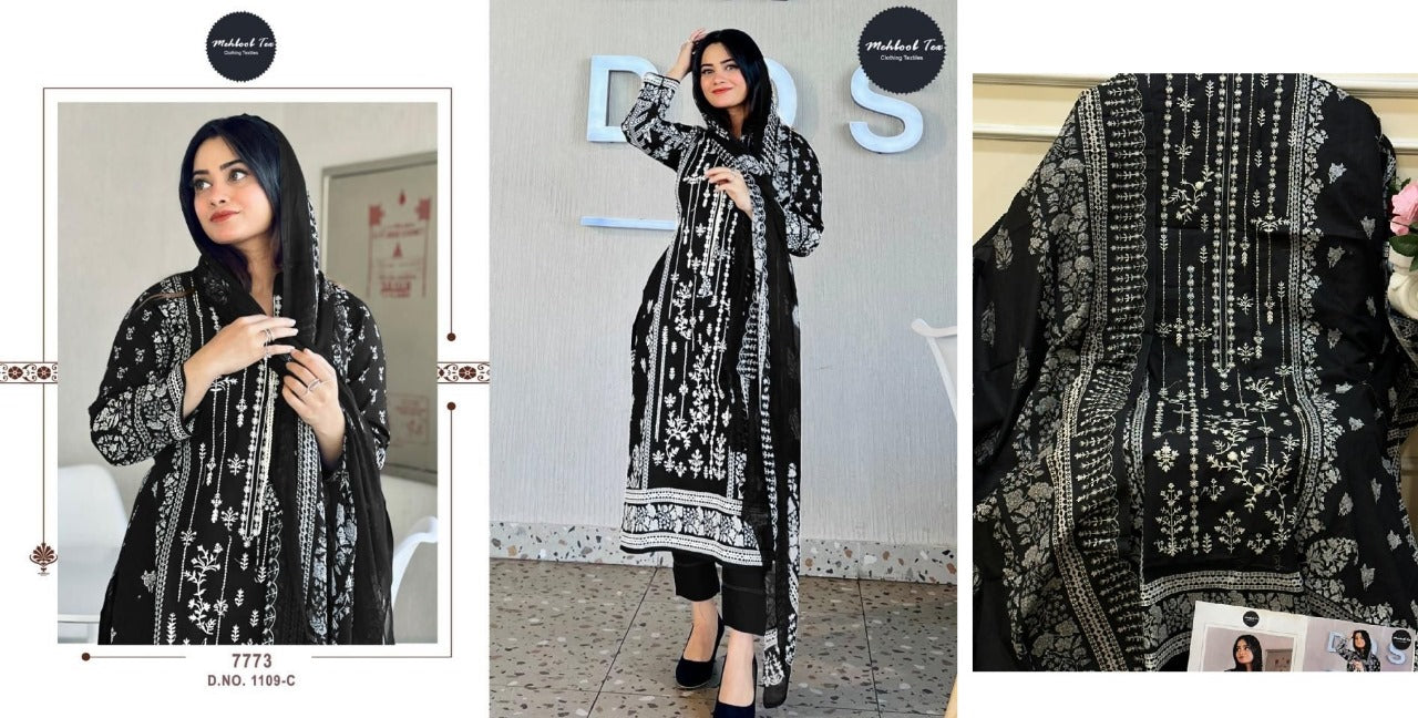 1109 Mehboob Tex Lawn Pakistani Patch Work Suits