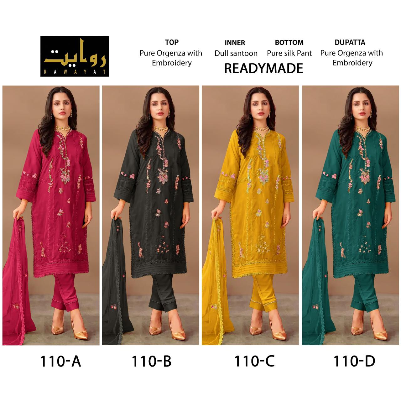 110 Rawayat Organza Pakistani Readymade Suits