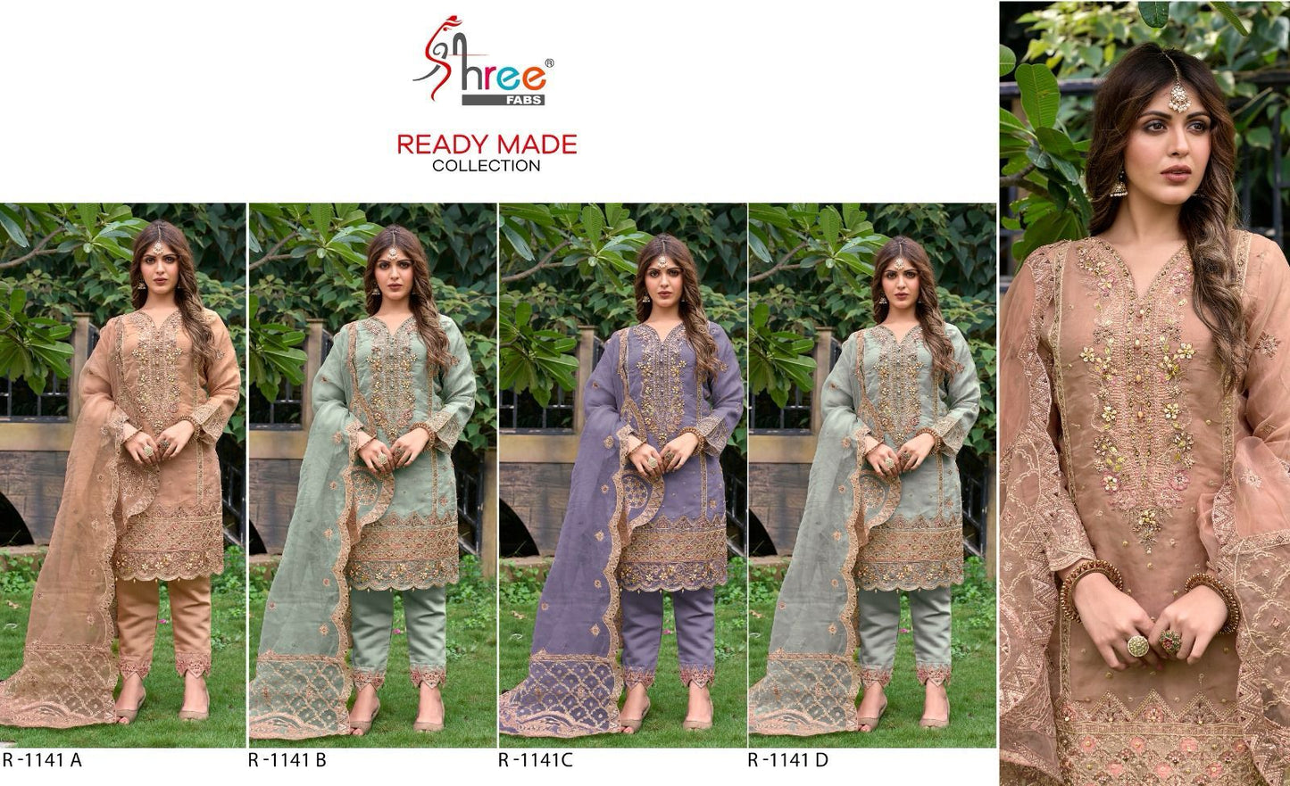 1141-Color Shree Fabs Organza Pakistani Readymade Suits