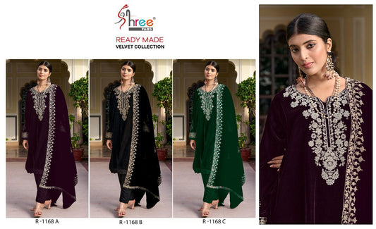 1168 Shree Fabs Readymade Velvet Suits