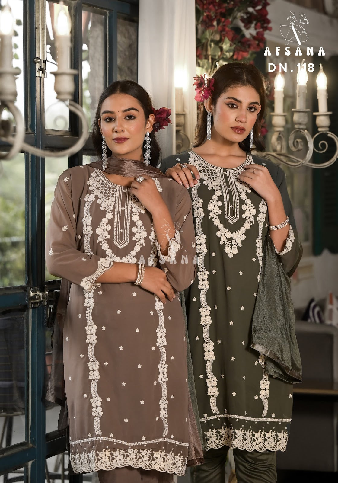 118 Afsana Fox Georgette Readymade Pant Style Suits