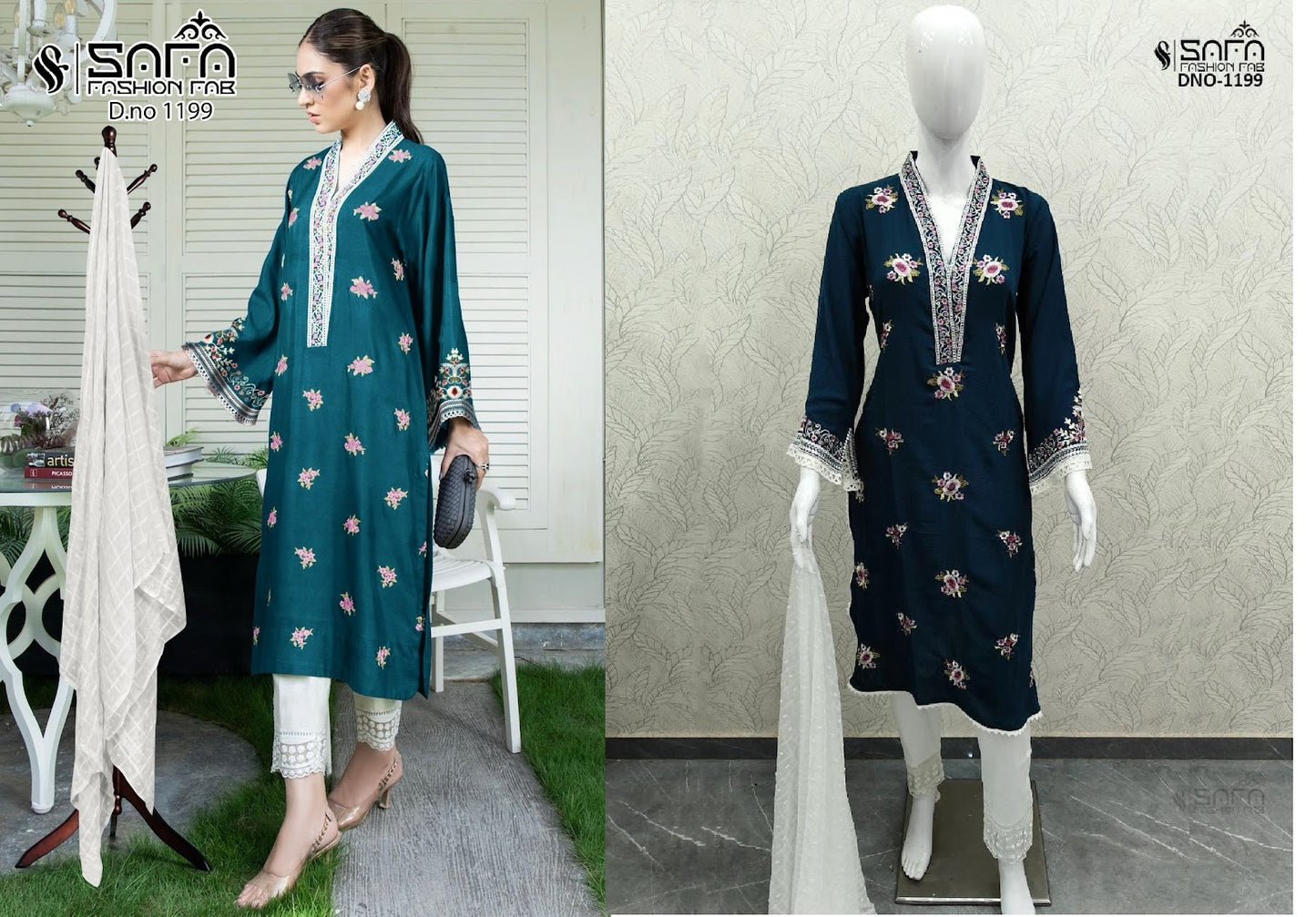 1199 Safa Fashion Fab Voile Pakistani Readymade Suits