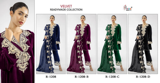 1208 Shree Fabs Readymade Velvet Suits