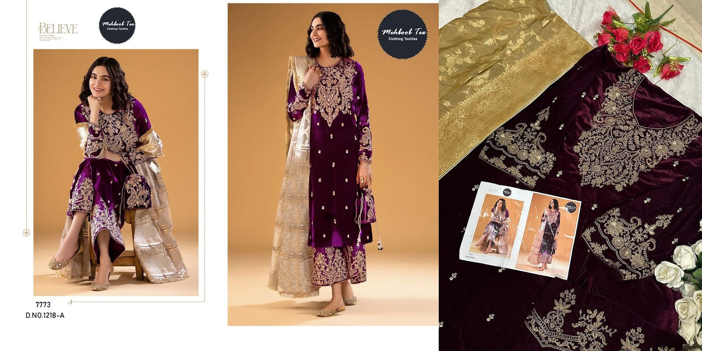 1218 Mehboob Tex Velvet Suits