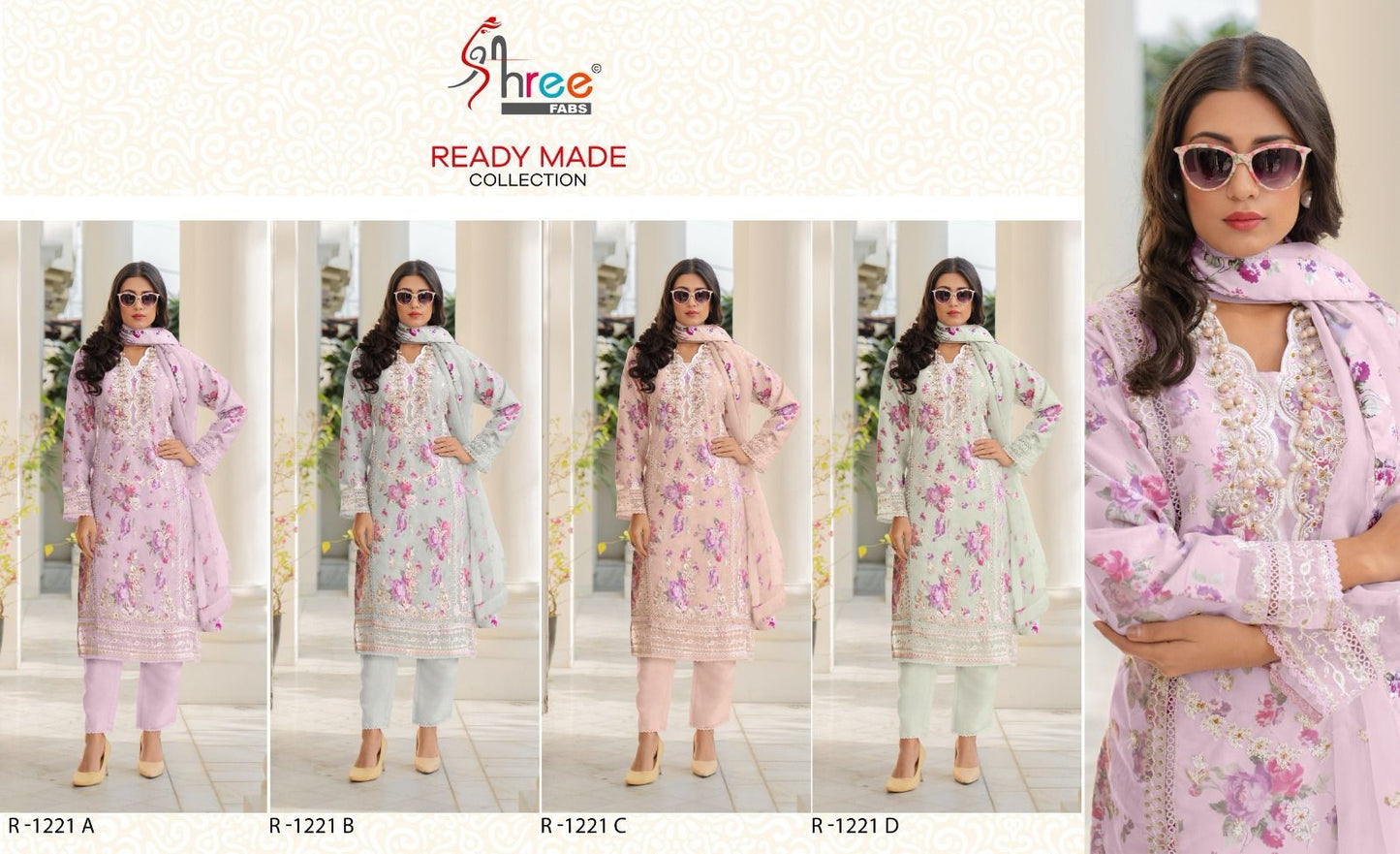 1221 Shree Fabs Organza Pakistani Readymade Suits