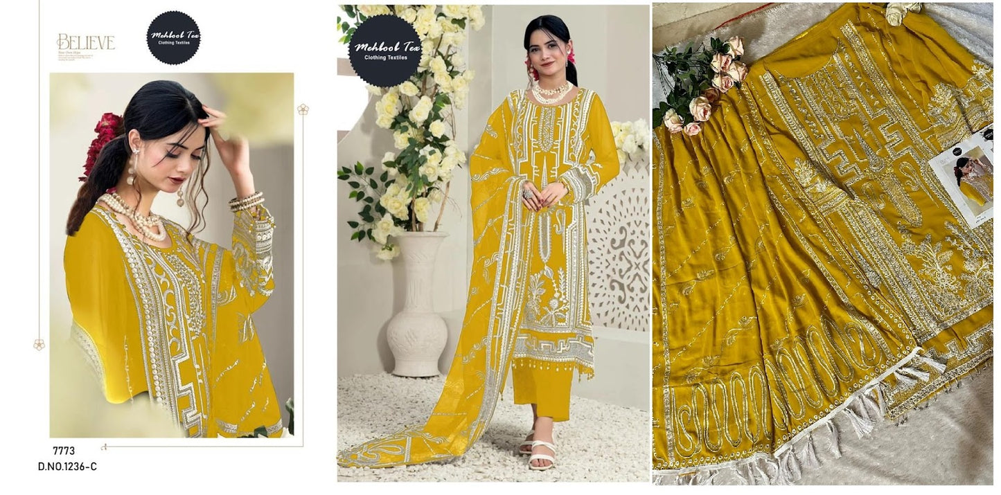 1236 Mehboob Tex Georgette Pakistani Salwar Suits