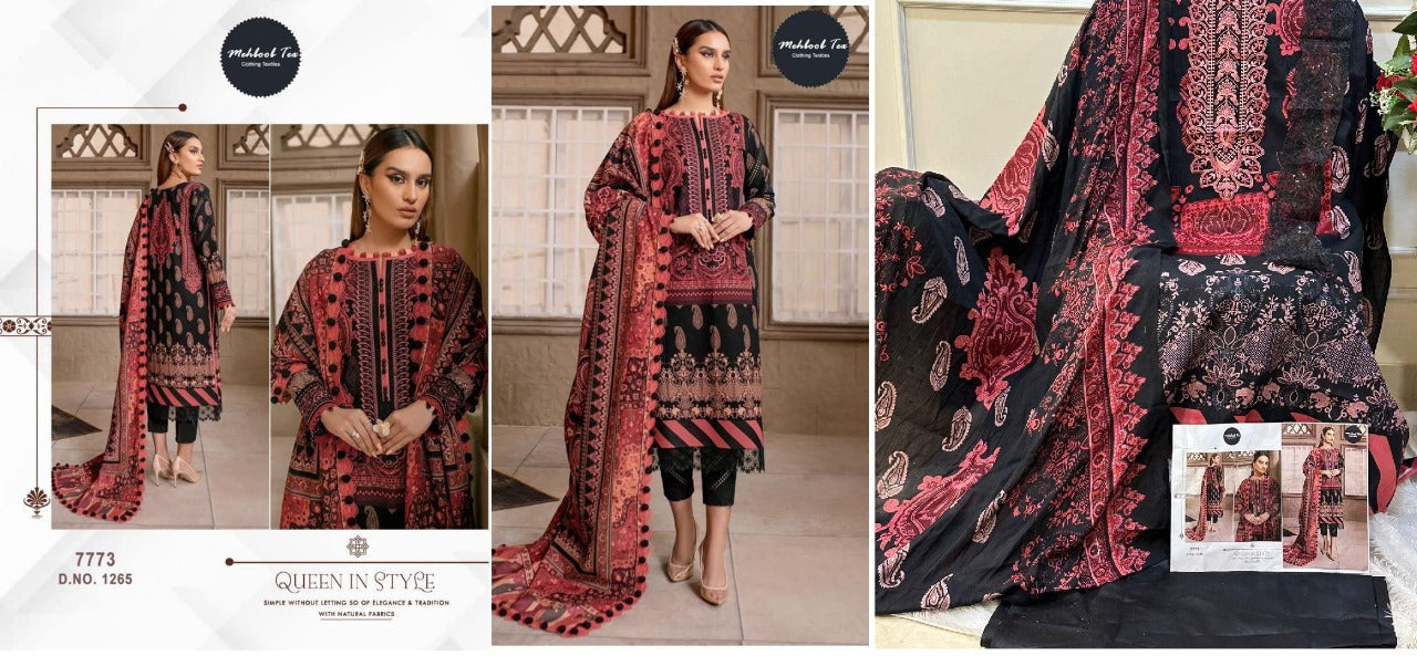 1260 -1265 Mehboob Tex Pure Cotton Pakistani Patch Work Suits