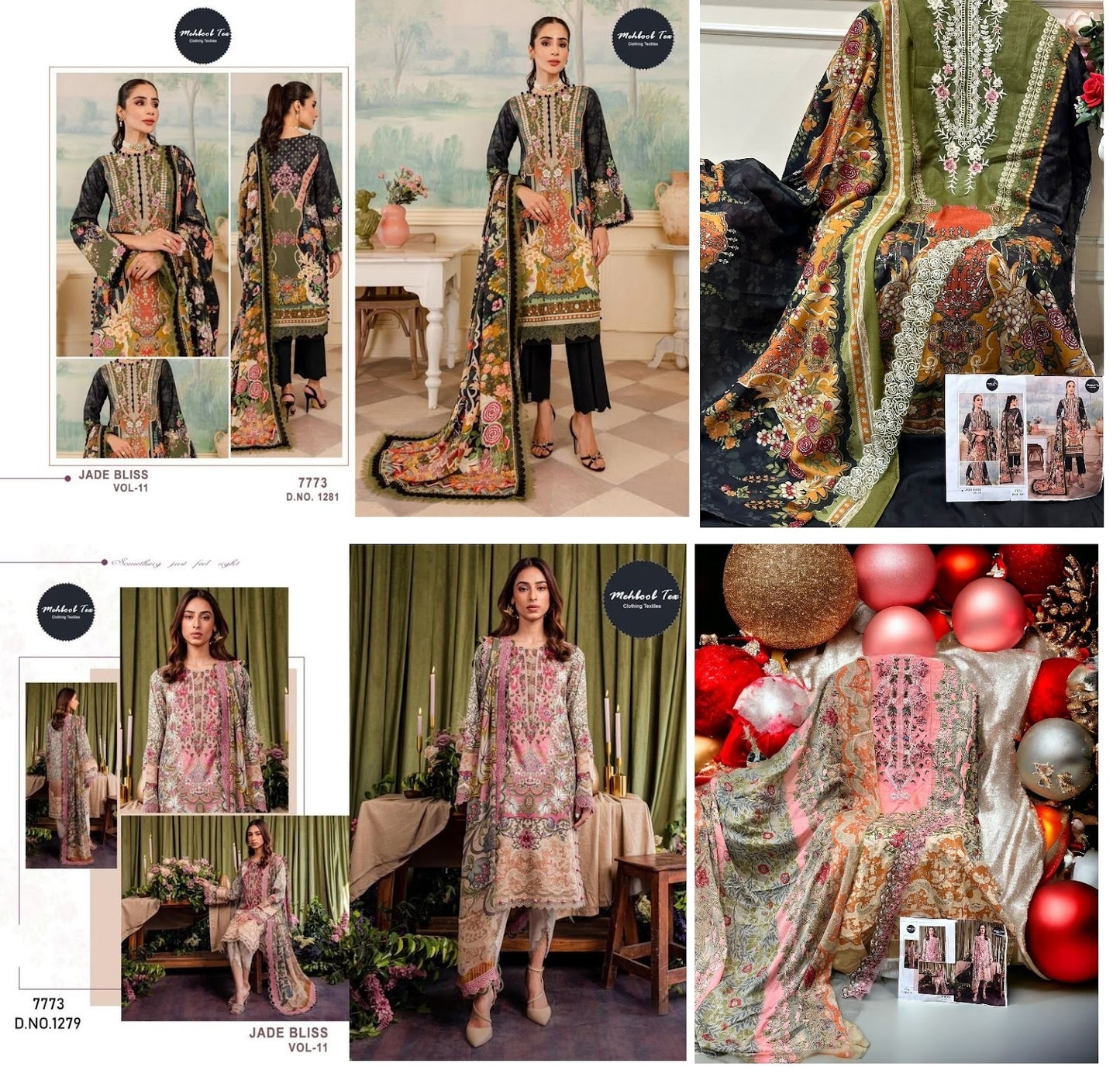 1279-1281 Jade Bliss Vol 11 Mehboob Tex Pure Cotton Pakistani Salwar Suits