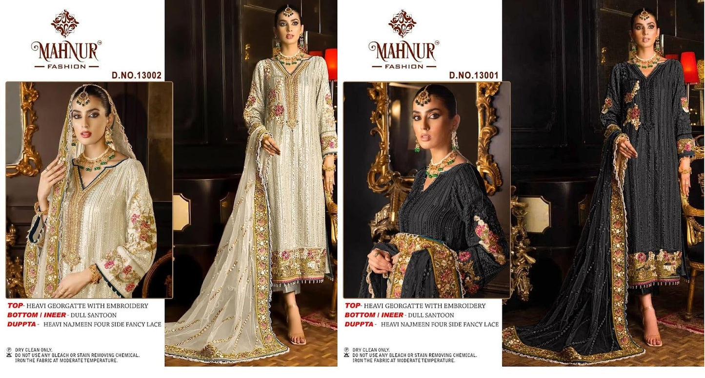 13001 To 13002 Mahnur Georgette Pakistani Salwar Suits