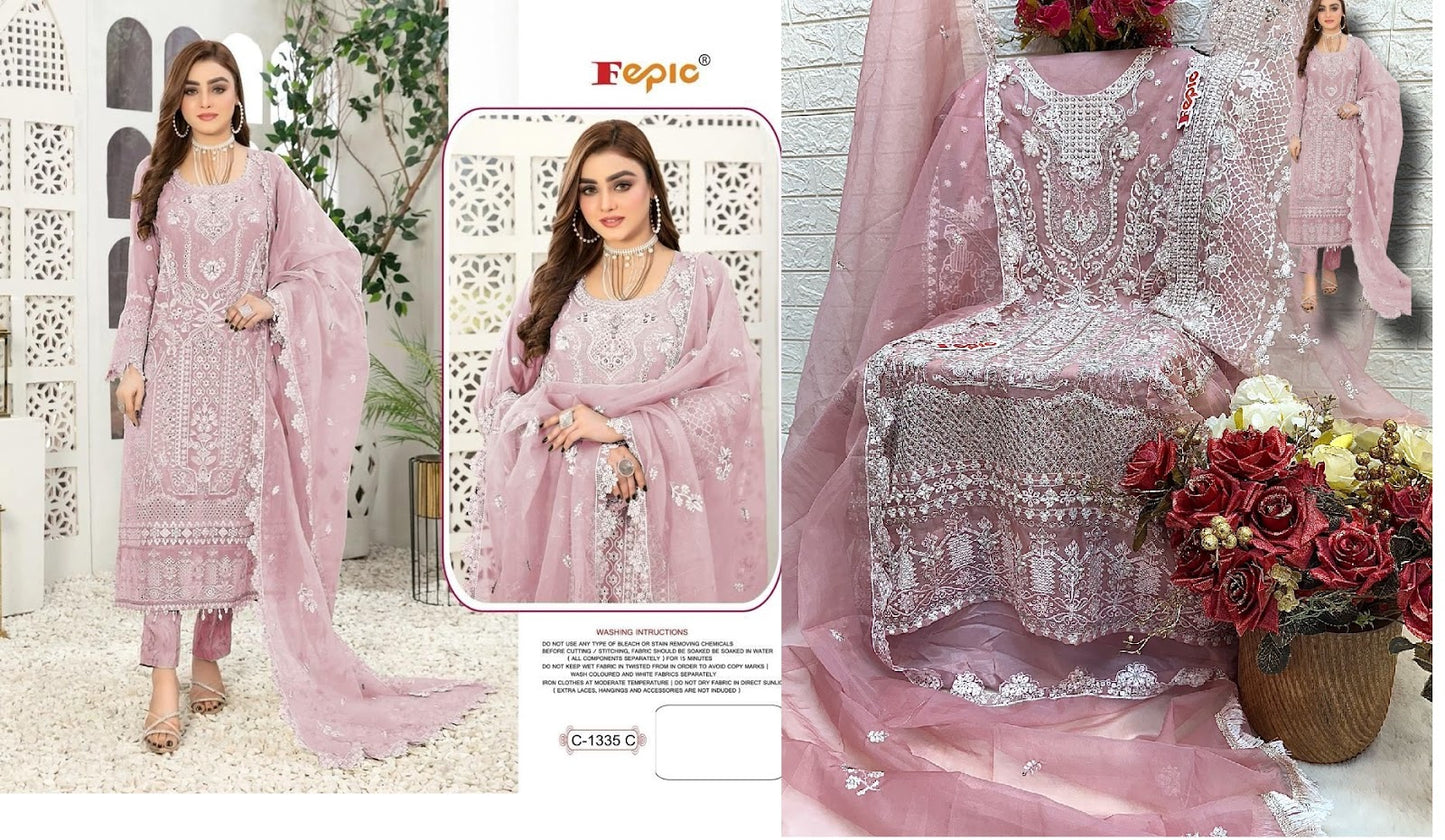 1335 Fepic Organza Pakistani Salwar Suits