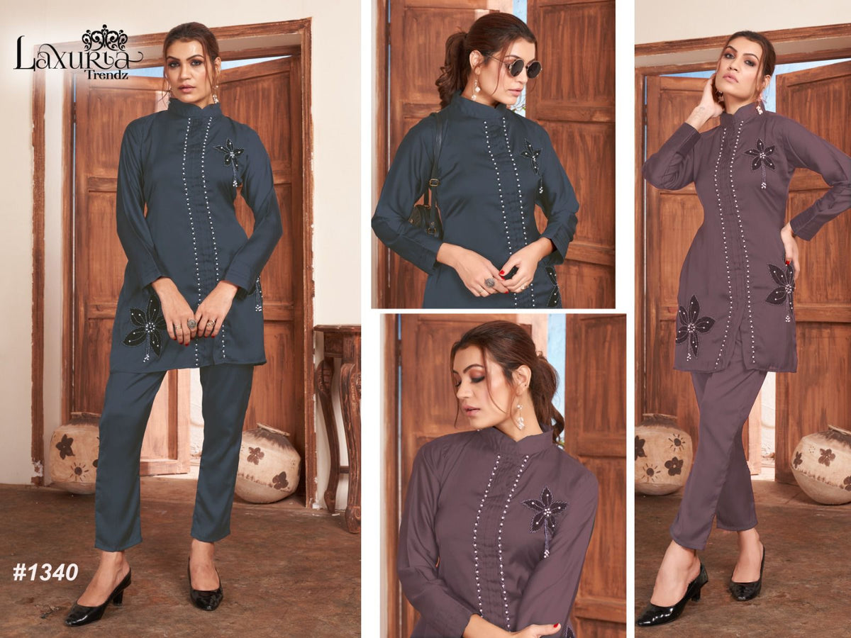 1340 Laxuria Trendz Bsy Satin Co Ord Set
