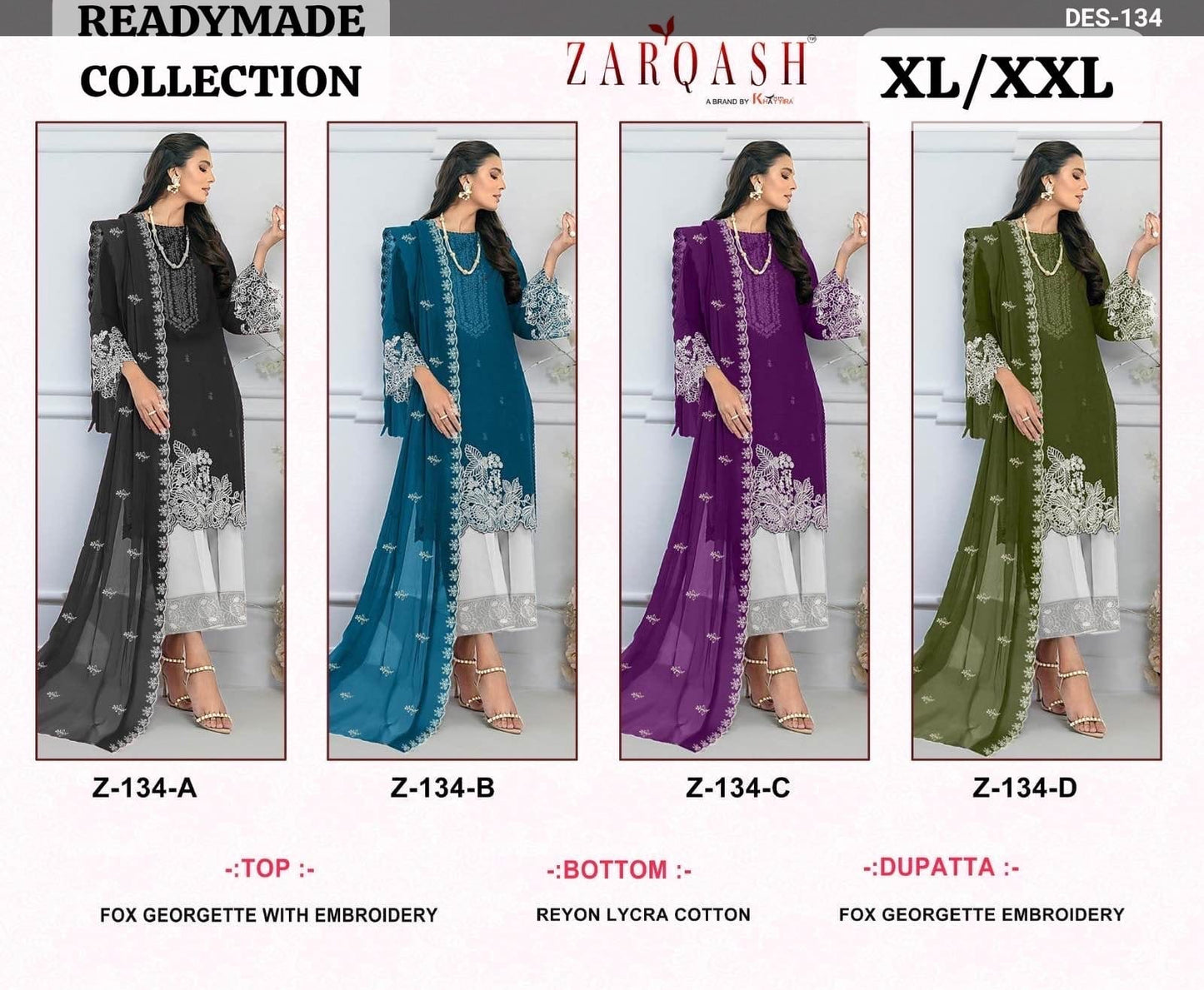 134 Zarqash Georgette Pakistani Readymade Suits